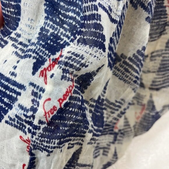 Free People Reusable Bag Gauze Linen Geometric Print Hobo Tote One Strap - Picture 6 of 9